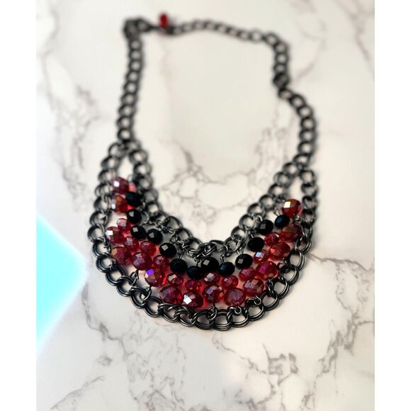 Gunmetal Beaded Chocker Necklace - Picture 2 of 4